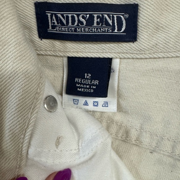 Lands' End Cream Straight Leg Jeans Classic Style - Picture 8 of 9